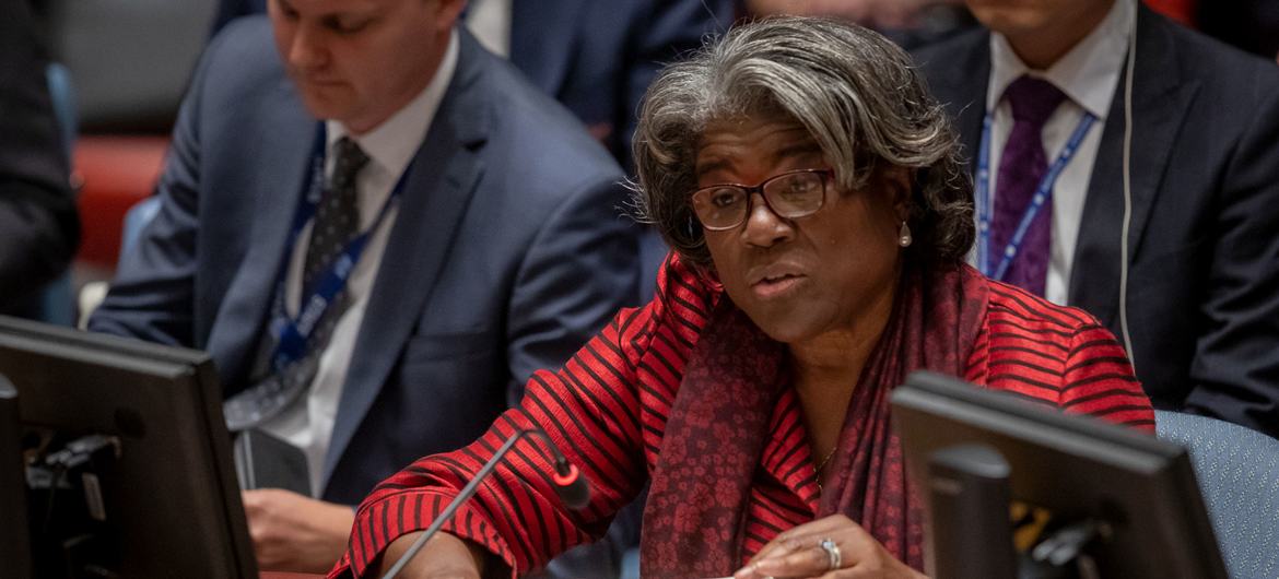 Ambassador Linda Thomas-Greenfield of the United States addresses the UN Security Council meeting on Maintenance of peace and security of Ukraine. Ambassador Linda Thomas-Greenfield of the United States addresses the UN Security Council meeting on Maintenance of peace and security of Ukraine.