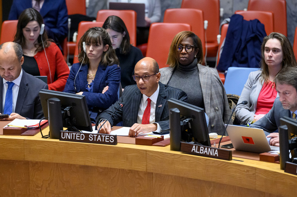 Deputy Permanent Representative Robert A. Wood of the United States addresses the UN Security Council meeting on the situation in the Middle East, including the Palestinian question. Deputy Permanent Representative Robert A. Wood of the United States addresses the UN Security Council meeting on the situation in the Middle East, including the Palestinian question.