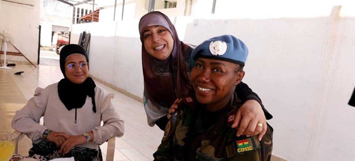 Captain Baah (right) visits a Lebanese family in Southern Lebanon. Captain Baah (right) visits a Lebanese family in Southern Lebanon.