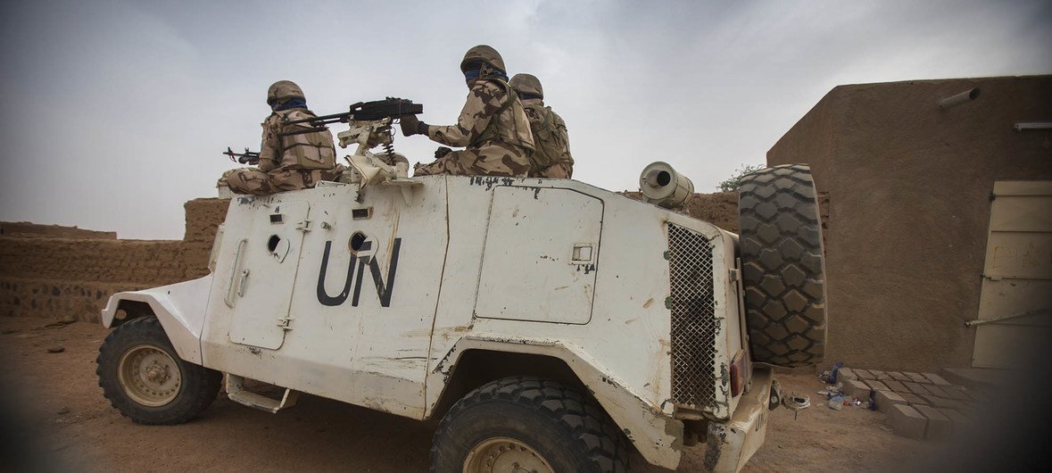 UN peacekeepers from Chad patrol the streets of Kidal, Mali, in 2016. (file) UN peacekeepers from Chad patrol the streets of Kidal, Mali, in 2016. (file)