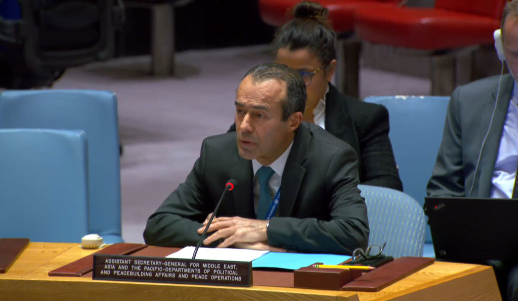 UN Assistant Secretary-General Khaled Khiari addresses a Security Council meeting on themaintenance of international peace and security in the Red Sea. UN Assistant Secretary-General Khaled Khiari addresses a Security Council meeting on themaintenance of international peace and security in the Red Sea.