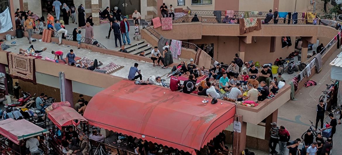 People gather at the Nasser hospital in Khan Younis in the south of the Gaza Strip. People gather at the Nasser hospital in Khan Younis in the south of the Gaza Strip.