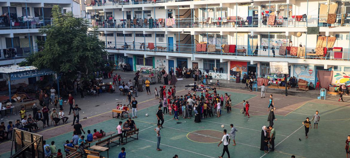 Thousands of people are sheltering in UNRWA schools in Gaza after fleeing their homes. Thousands of people are sheltering in UNRWA schools in Gaza after fleeing their homes.
