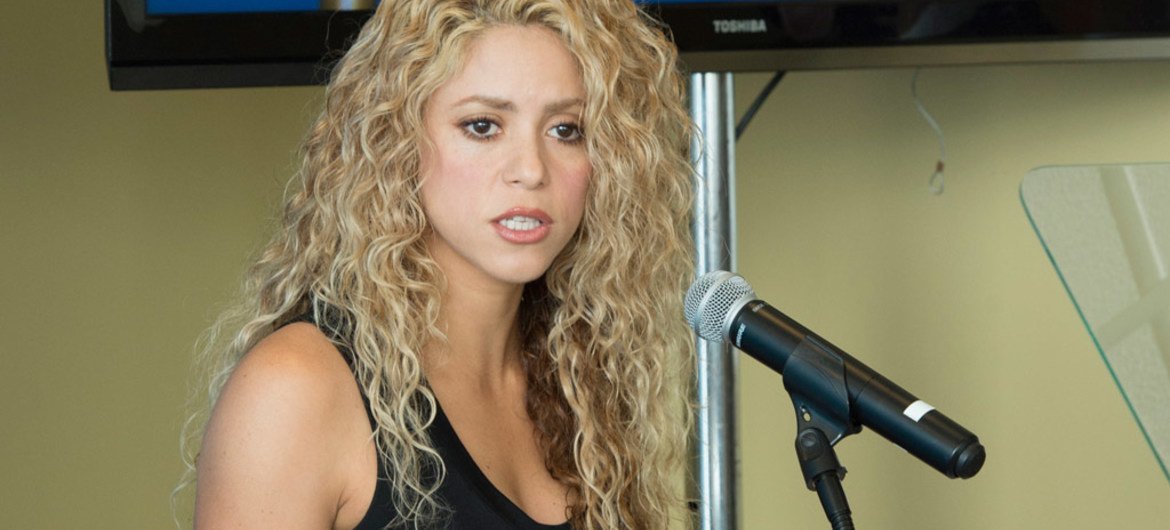 UNICEF Goodwill Ambassador, international pop star Shakira, speaks at an event in 2015 to urge leaders to join early childhood revolution. (file) UNICEF Goodwill Ambassador, international pop star Shakira, speaks at an event in 2015 to urge leaders to join early childhood revolution. (file)