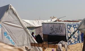 Many displaced people are living in tents in Tal Al-Sultan neighbourhood, in the southern Gaza Strip. Many displaced people are living in tents in Tal Al-Sultan neighbourhood, in the southern Gaza Strip.