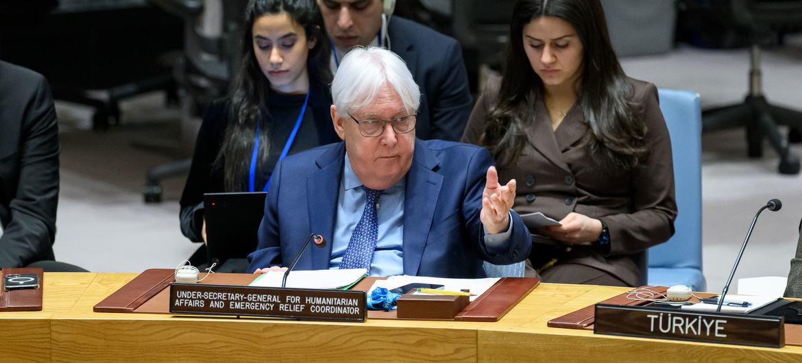 Martin Griffiths, Under-Secretary-General for Humanitarian Affairs and Emergency Relief Coordinator, briefs on the humanitarian situation in the Middle East. Martin Griffiths, Under-Secretary-General for Humanitarian Affairs and Emergency Relief Coordinator, briefs on the humanitarian situation in the Middle East.