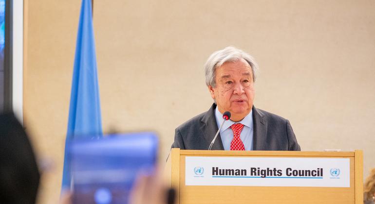 UN Secretary-General António Guterres addresses the 55th session of the Human Rights Council. UN Secretary-General António Guterres addresses the 55th session of the Human Rights Council.