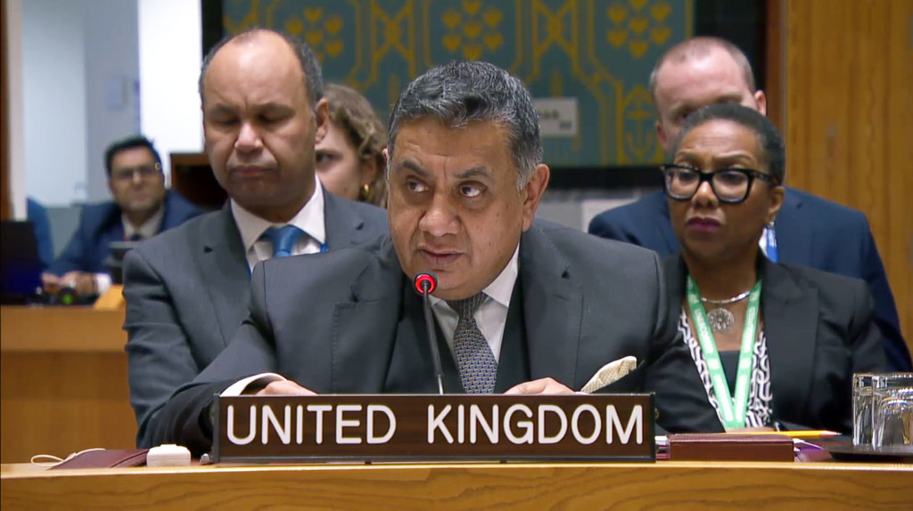 United Kingdom’s Minister for the Middle East, Lord Tariq Ahmad, addresses the Security Council meeting on the situation in the Middle East, including the Palestinian question. United Kingdom’s Minister for the Middle East, Lord Tariq Ahmad, addresses the Security Council meeting on the situation in the Middle East, including the Palestinian question.