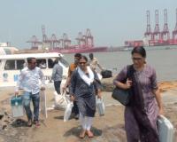 Polling staff travel by boat to reach Gharpuri polling station